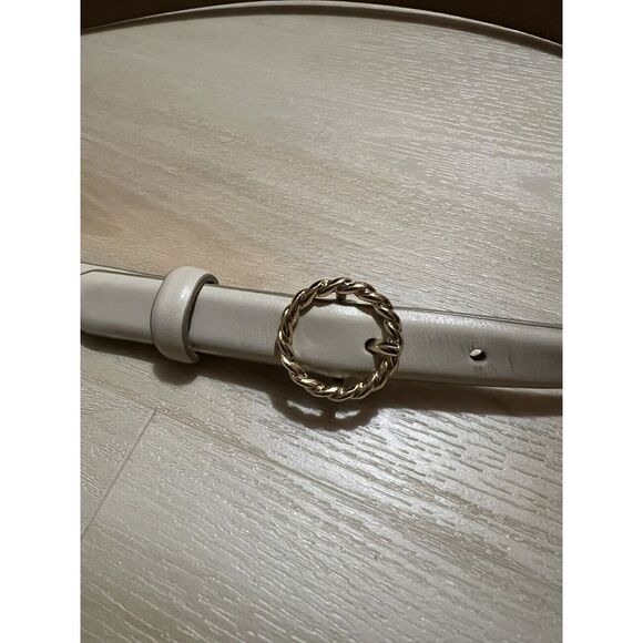 Abercrombie & Fitch Accessories - Abercrombie & Fitch Leather Belt‎ XS Womens Cream Gold Ring Buckle 37"